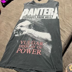 Pantera band shirt, sleeves cut off, lightly worn